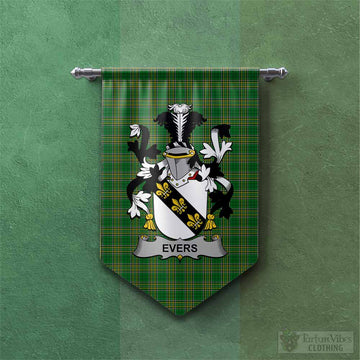 Evers Irish Clan Tartan Gonfalon, Tartan Banner with Coat of Arms
