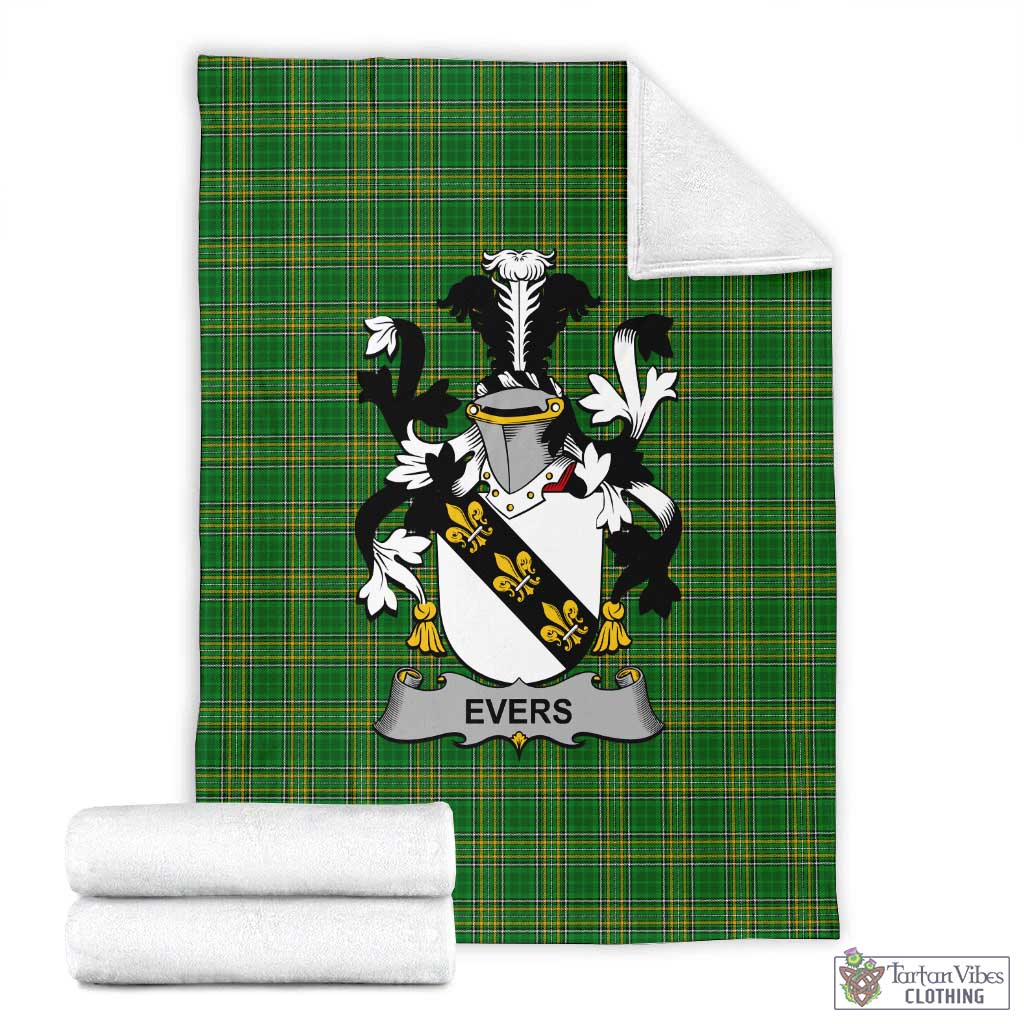 Tartan Vibes Clothing Evers Irish Clan Tartan Blanket with Coat of Arms