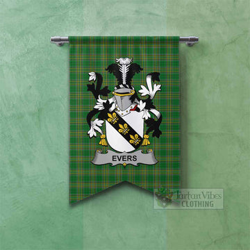 Evers Irish Clan Tartan Gonfalon, Tartan Banner with Coat of Arms