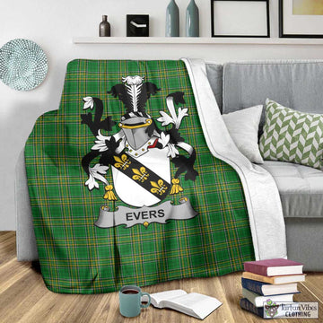 Tartan Vibes Clothing Evers Irish Clan Tartan Blanket with Coat of Arms