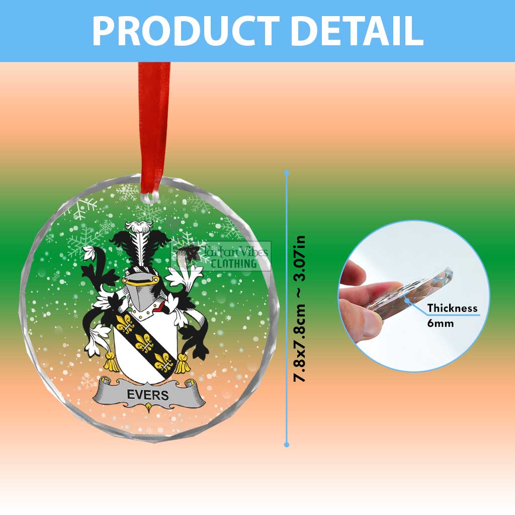 Tartan Vibes Clothing Evers Irish Clan Christmas Glass Ornament with Coat of Arms