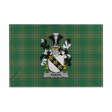 Evers Irish Clan Tartan House Flag with Coat of Arms