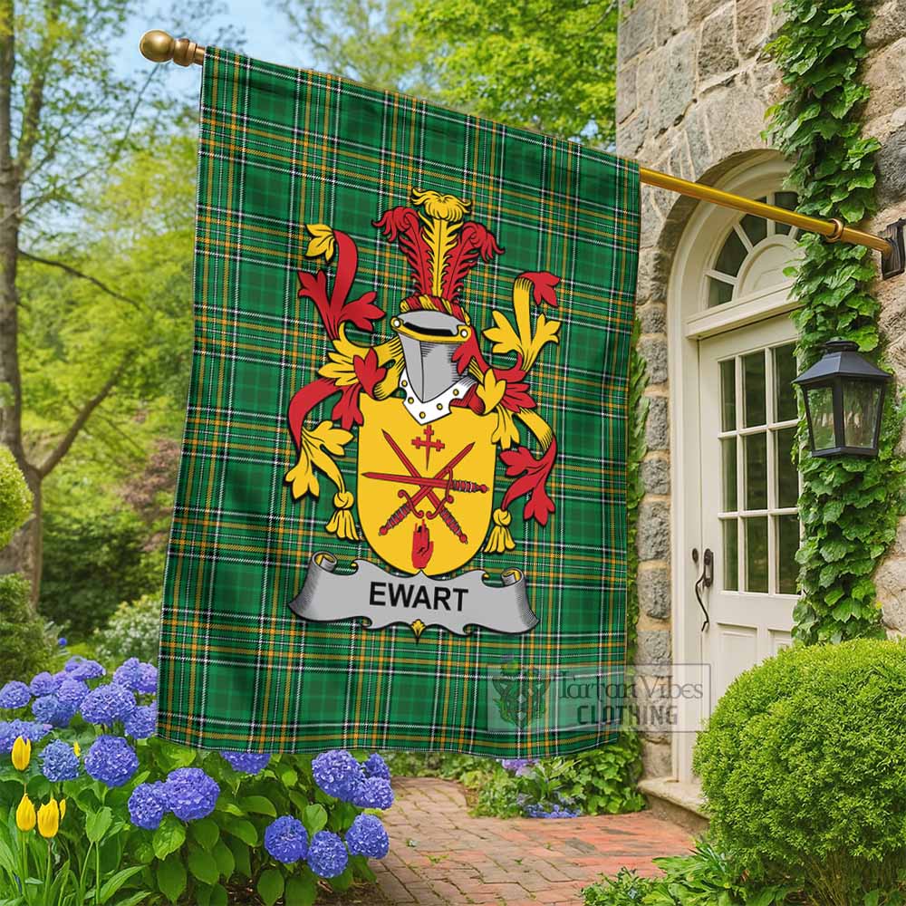 Ewart Irish Clan Tartan Flag with Coat of Arms