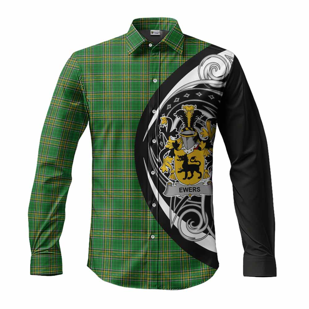 Tartan Vibes Clothing Ewers Irish Clan Long Sleeve Button Shirt Celtic Circle Style