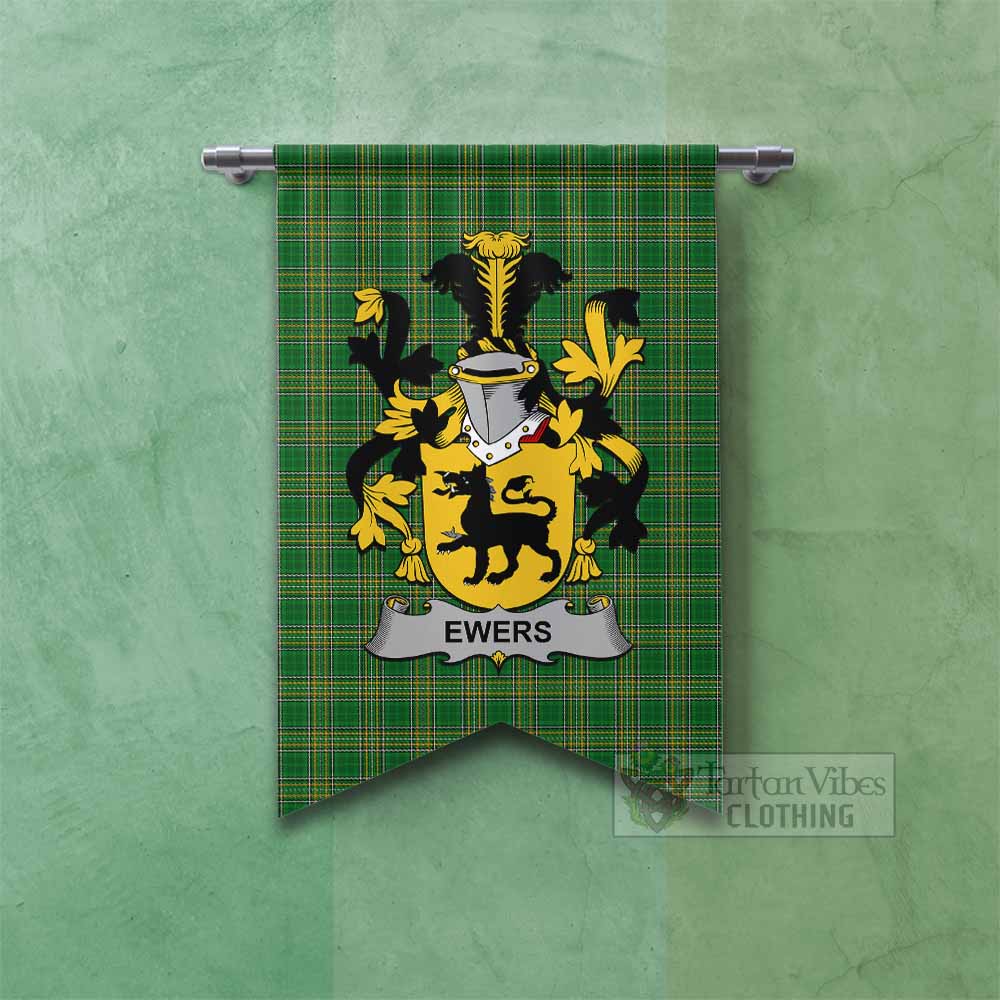 Tartan Vibes Clothing Ewers Irish Clan Tartan Gonfalon, Tartan Banner with Coat of Arms