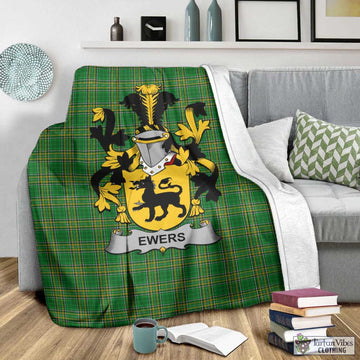 Tartan Vibes Clothing Ewers Irish Clan Tartan Blanket with Coat of Arms
