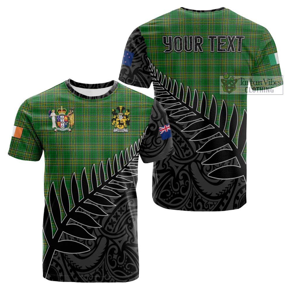 Tartan Vibes Clothing Ewers Irish Clan Tartan Cotton T-shirt with Coat of Arms New Zealand Silver Fern Half Style