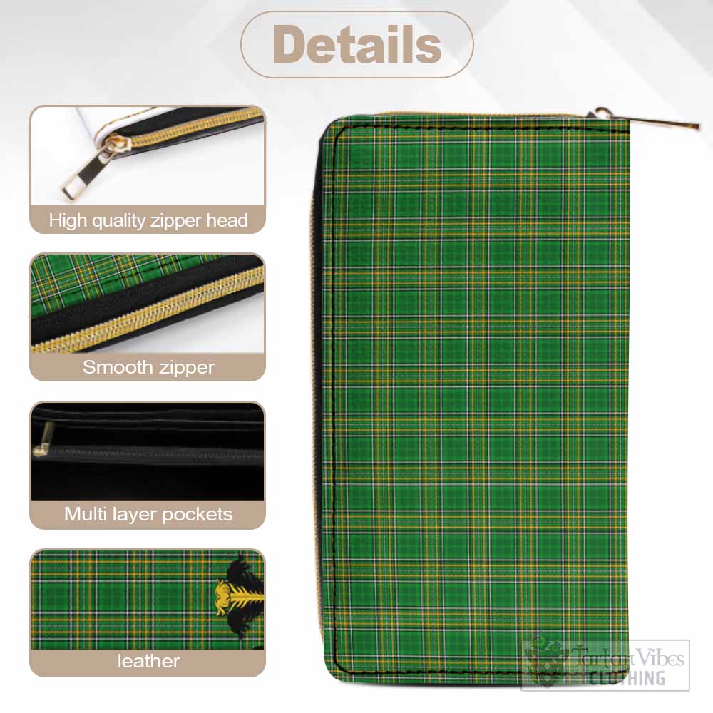 Tartan Vibes Clothing Ewers Irish Clan Tartan Women's Leather Wallet with Coat of Arms