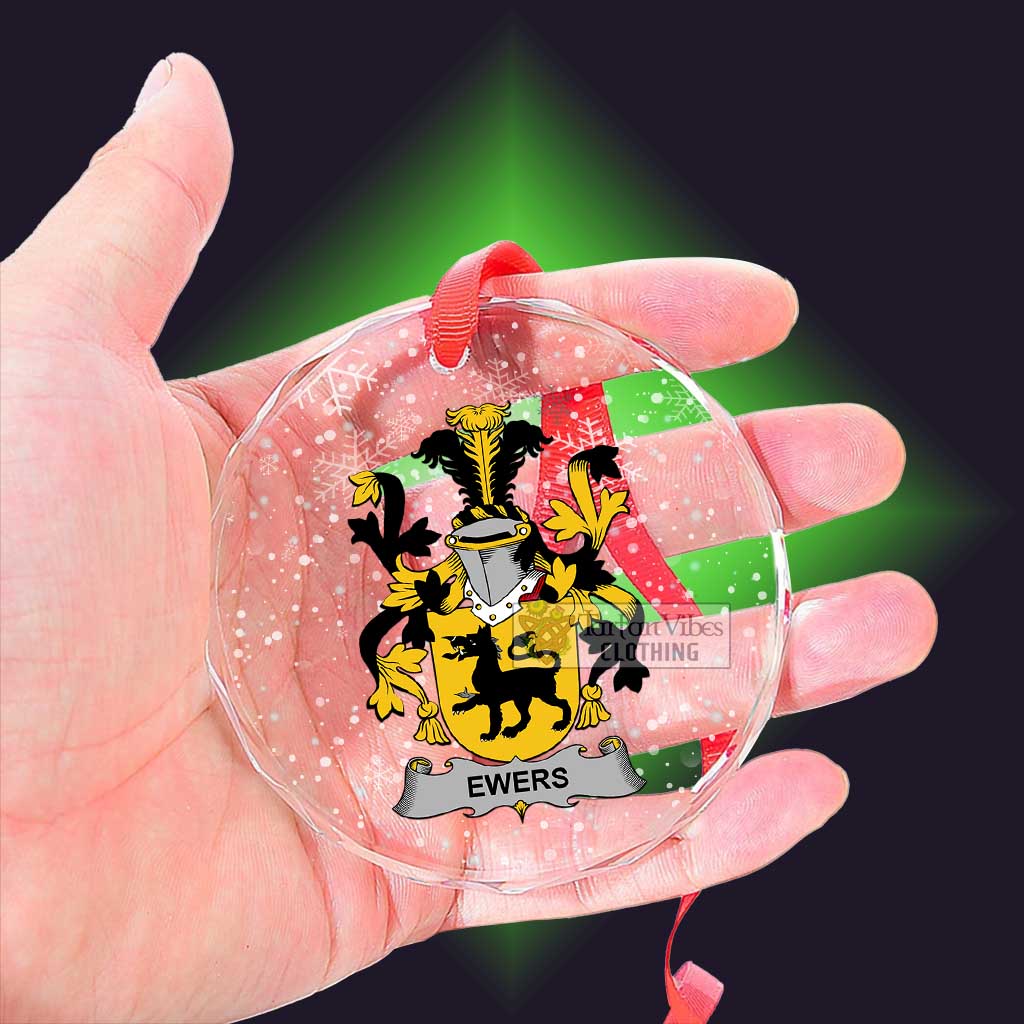 Tartan Vibes Clothing Ewers Irish Clan Christmas Glass Ornament with Coat of Arms