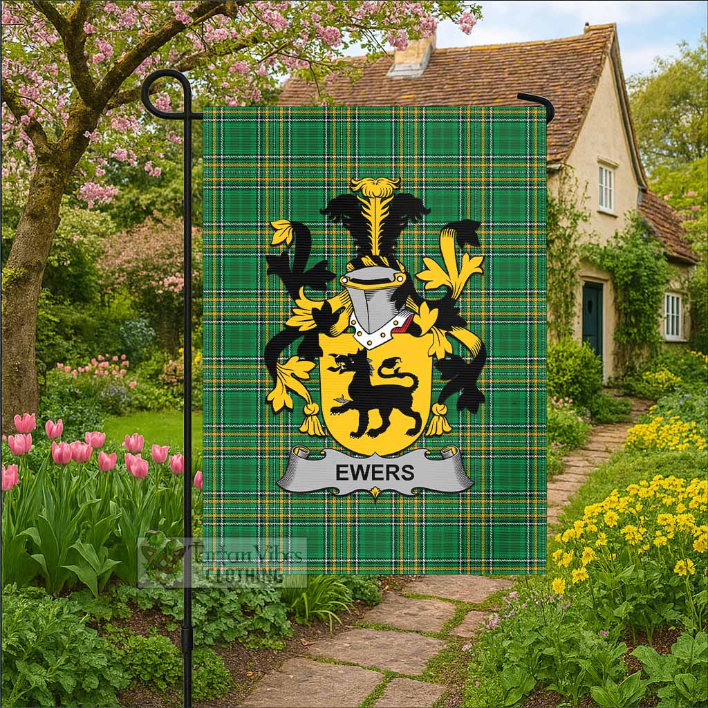 Ewers Irish Clan Tartan Flag with Coat of Arms