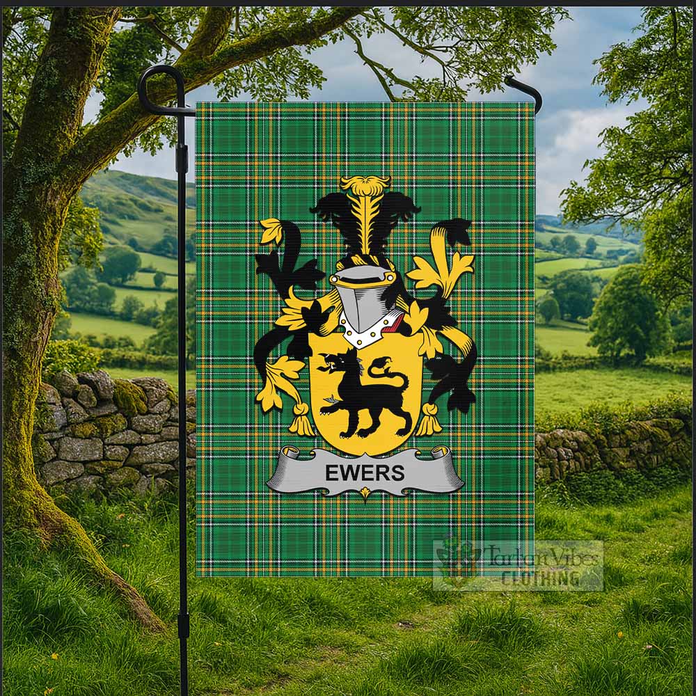 Ewers Irish Clan Tartan Flag with Coat of Arms