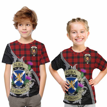 Tartan Vibes Clothing Ewing Tartan Family Crest Kid T-Shirt Lion Rampant Royal Thistle Shield Celtic Inspired