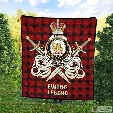 Ewing Tartan Quilt with Clan Crest and the Golden Sword of Courageous Legacy