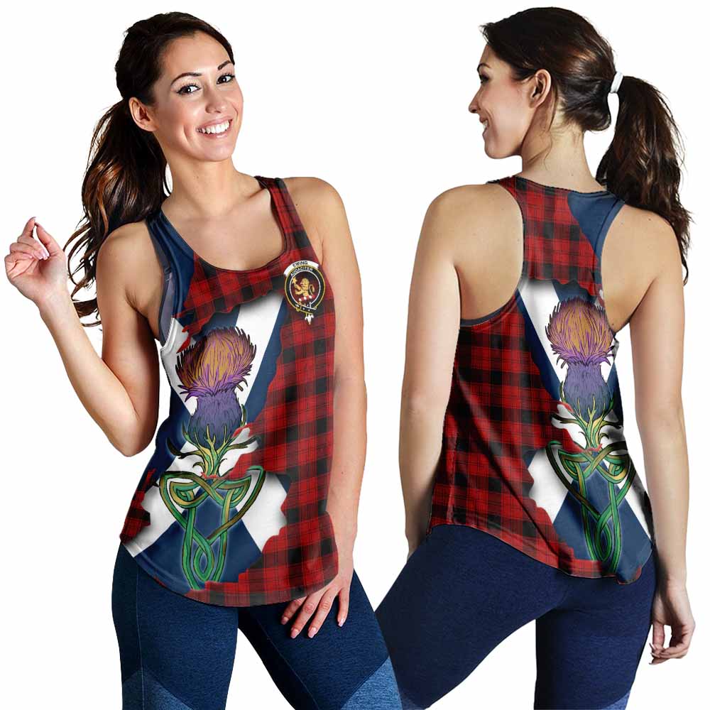 Tartan Vibes Clothing Ewing Tartan Family Crest Women's Racerback Tanks Scottish Thistle Celtic Inspired