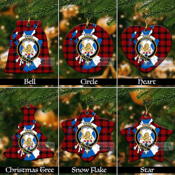 Ewing Tartan Christmas Ceramic Ornaments with Family Crest and Scotland Map