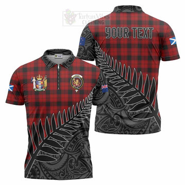 Tartan Vibes Clothing Ewing Crest Tartan Zipper Polo Shirt with New Zealand Silver Fern Half Style