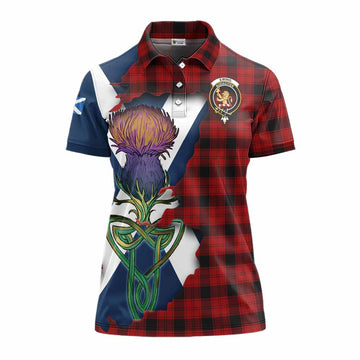 Tartan Vibes Clothing Ewing Tartan Family Crest Women's Polo Shirt Scottish Thistle Celtic Inspired