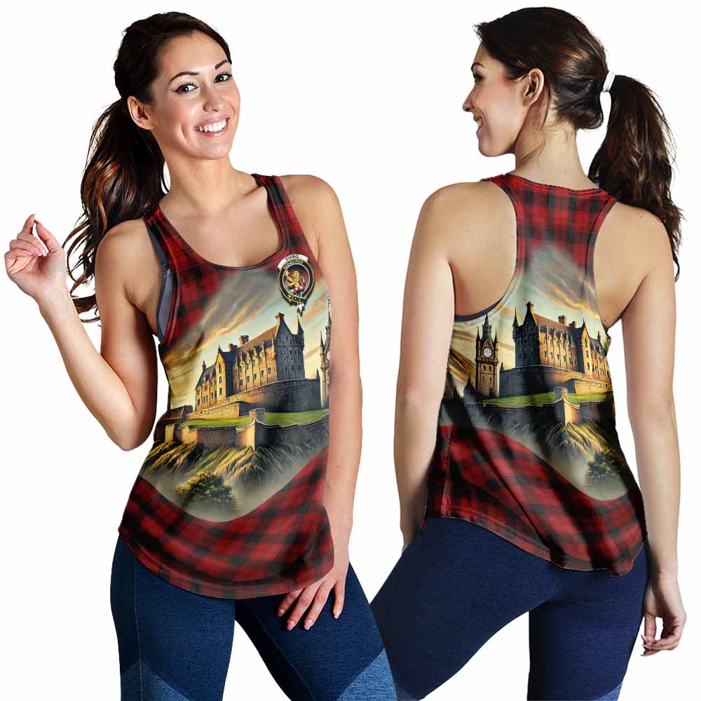 Tartan Vibes Clothing Ewing Tartan Family Crest Women's Racerback Tanks with Scottish Ancient Castle Style