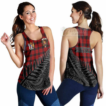 Tartan Vibes Clothing Ewing Crest Tartan Women's Racerback Tanks with New Zealand Silver Fern Half Style
