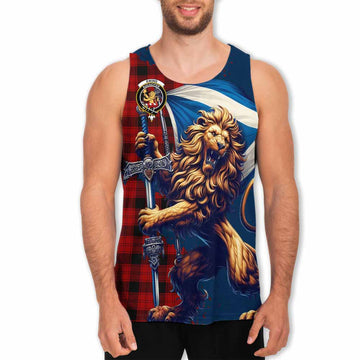 Tartan Vibes Clothing Ewing Tartan Family Crest Men's Tank Top with Scottish Majestic Lion