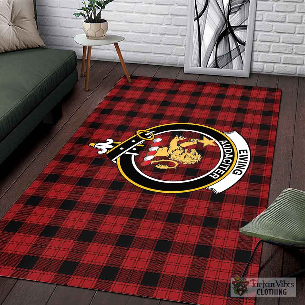 Tartan Vibes Clothing Ewing Tartan Area Rug with Family Crest