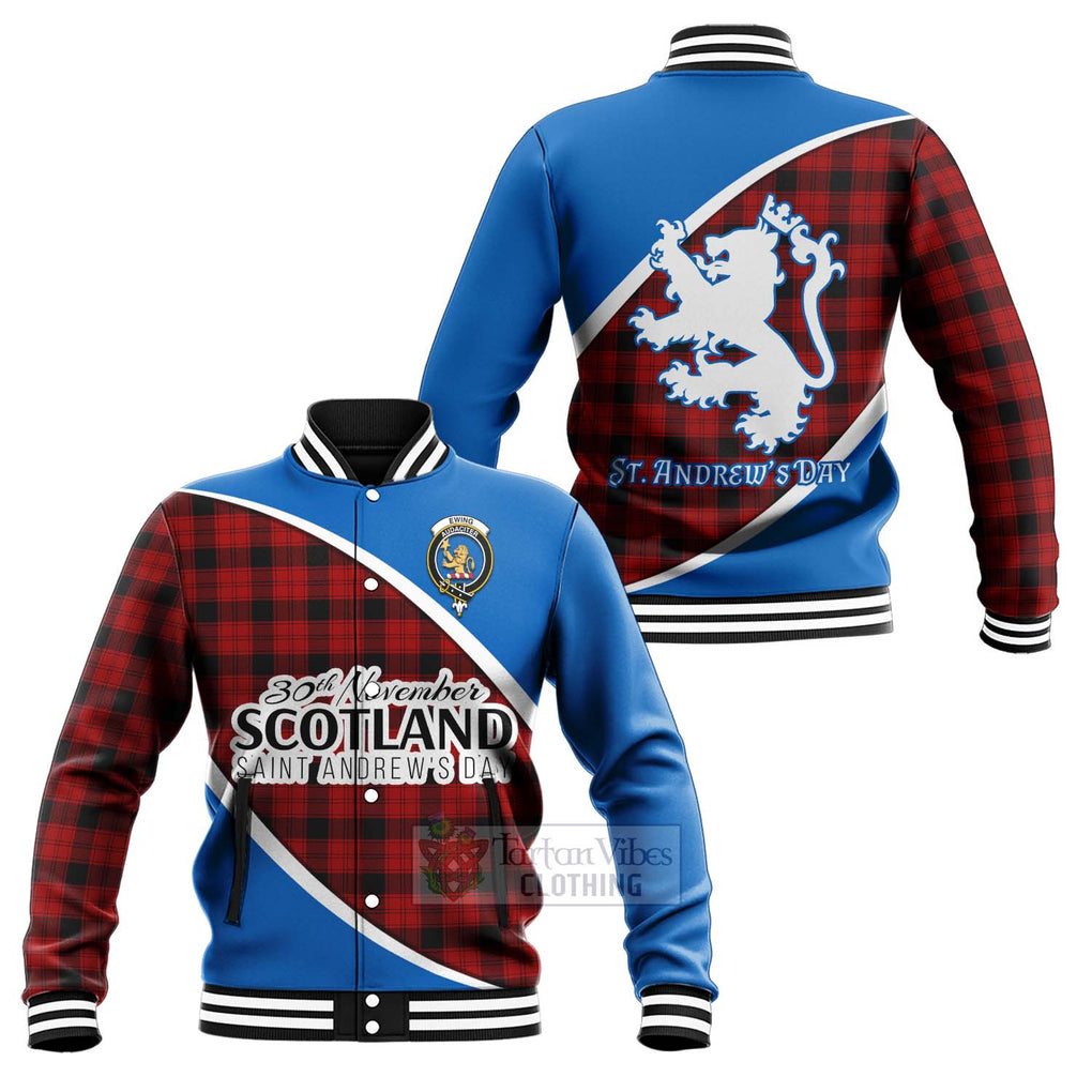 Tartan Vibes Clothing Ewing Family Crest Tartan Baseball Jacket Celebrate Saint Andrew's Day in Style