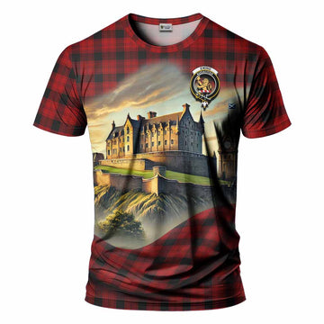 Tartan Vibes Clothing Ewing Tartan Family Crest T-Shirt with Scottish Ancient Castle Stype
