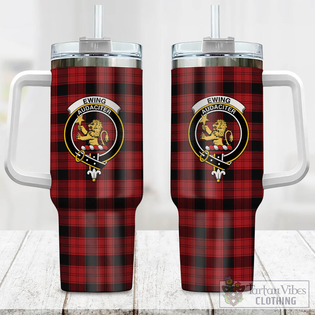 Tartan Vibes Clothing Ewing Tartan and Family Crest Tumbler with Handle