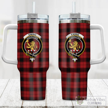 Ewing Tartan and Family Crest Tumbler with Handle