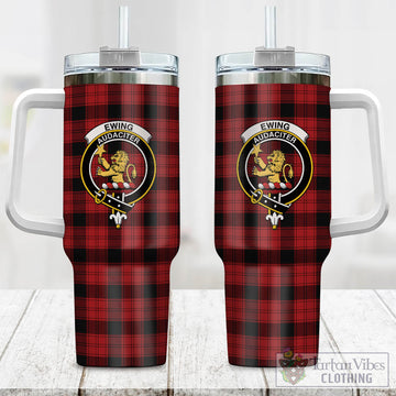 Tartan Vibes Clothing Ewing Tartan and Family Crest Tumbler with Handle