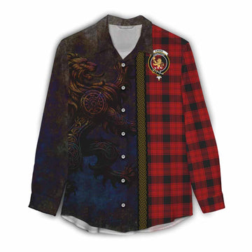 Ewing Tartan Family Crest Women's Casual Shirt Alba Gu Brath Be Brave Lion Ancient Style