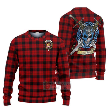 Ewing Tartan Ugly Sweater with Family Crest Celtic Skull Style