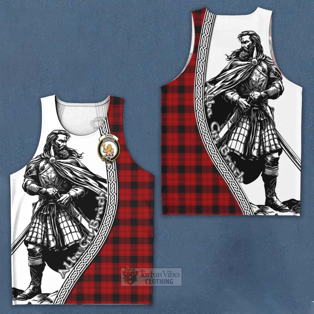 Tartan Vibes Clothing Ewing Tartan Clan Crest Men's Tank Top with Highlander Warrior Celtic Style