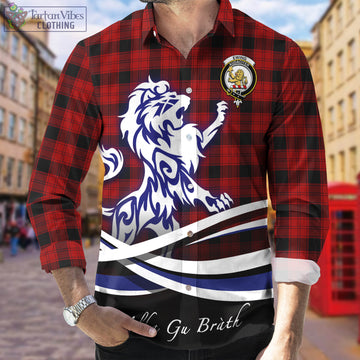 Ewing Tartan Long Sleeve Button Up Shirt with Alba Gu Brath Regal Lion Emblem