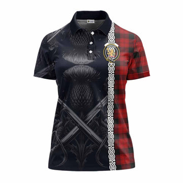Tartan Vibes Clothing Ewing Tartan Women's Polo Shirt with Family Crest Cross Sword Thistle Celtic Vibes