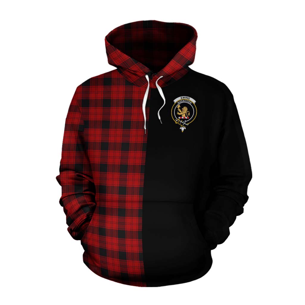 Tartan Vibes Clothing Ewing Tartan Cotton Hoodie with Family Crest and Half Of Me Style