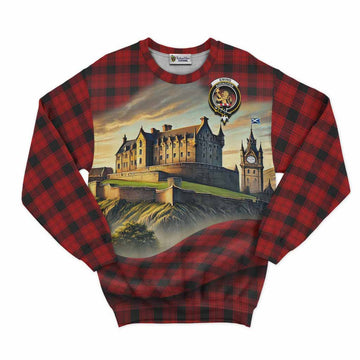 Tartan Vibes Clothing Ewing Tartan Family Crest Sweatshirt with Scottish Ancient Castle Style