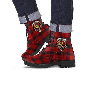 Ewing Tartan Leather Boots with Family Crest
