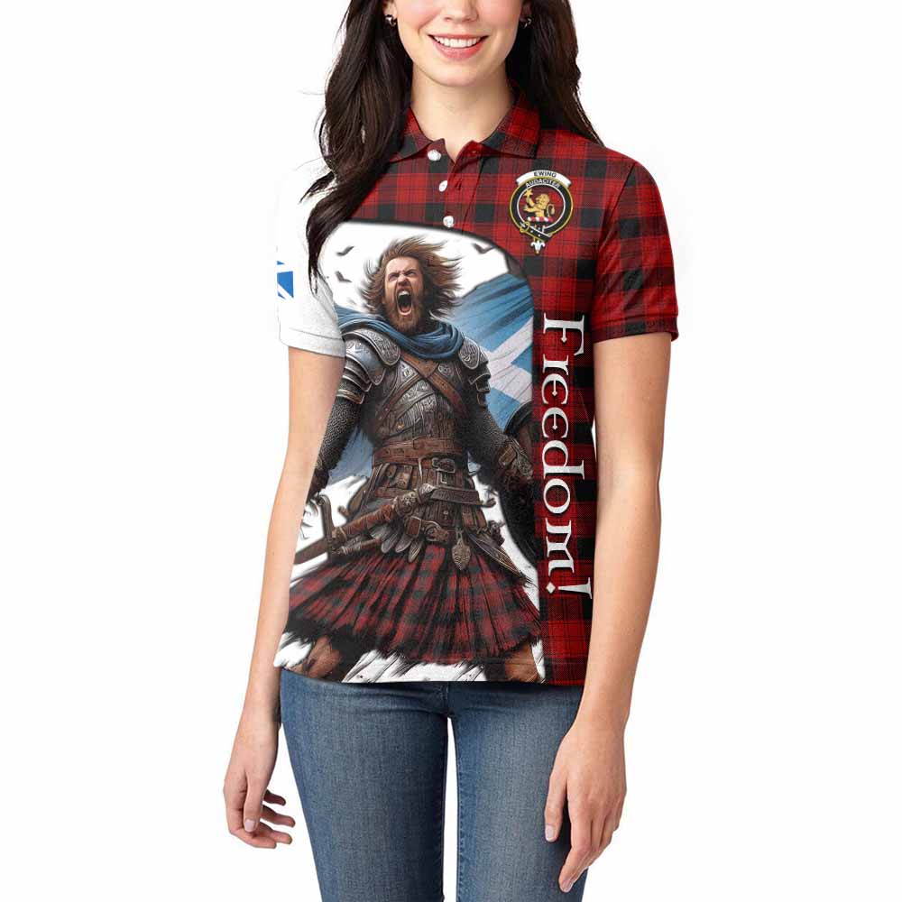 Tartan Vibes Clothing Ewing Crest Tartan Women's Polo Shirt Inspired by the Freedom of Scottish Warrior