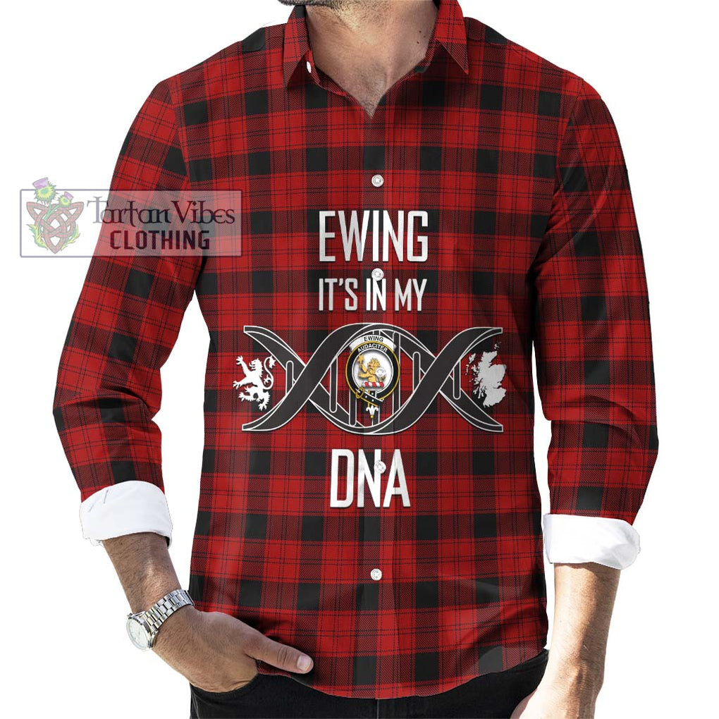Ewing Tartan Long Sleeve Button Shirt with Family Crest DNA In Me Style Men's Shirt S - Tartanvibesclothing Shop