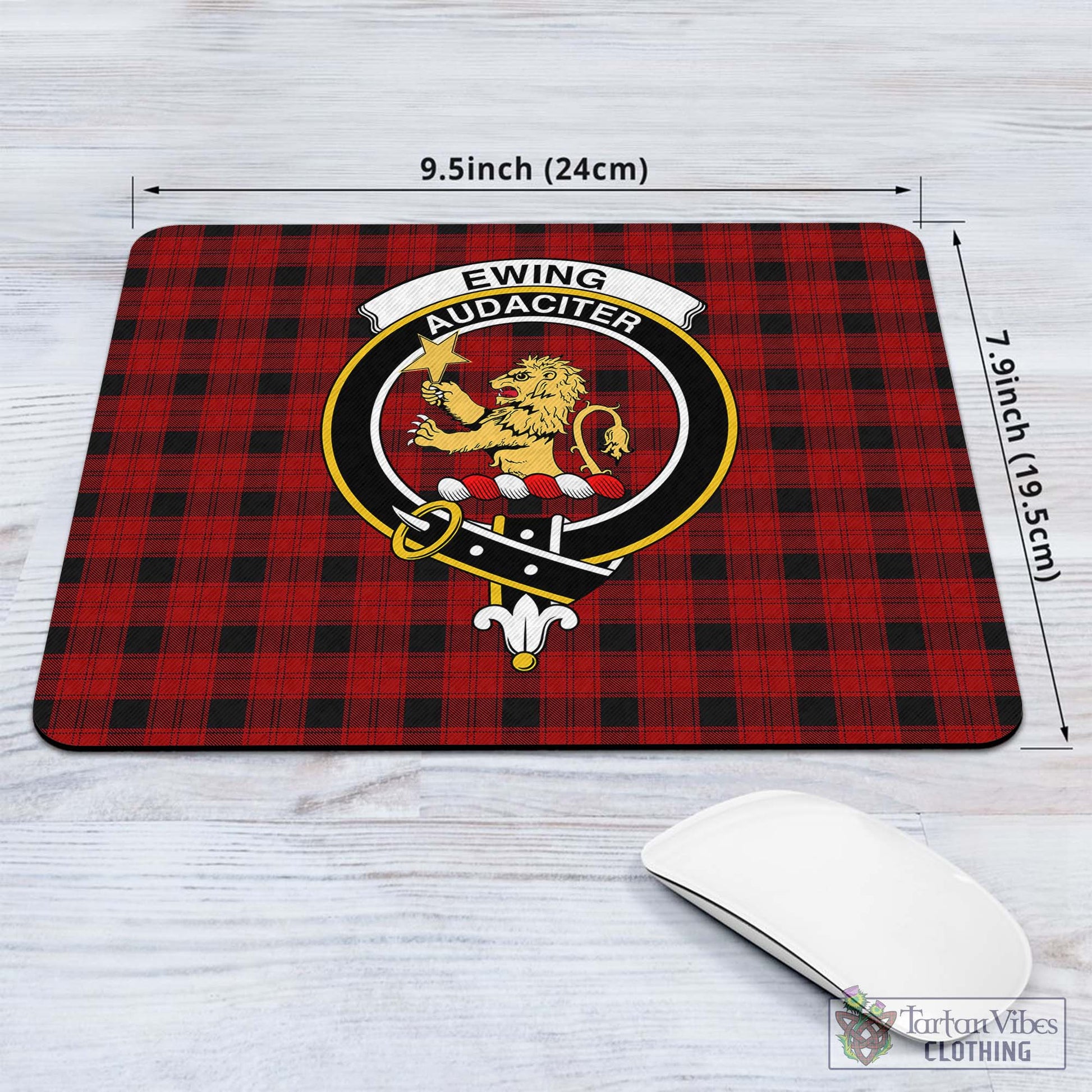 Tartan Vibes Clothing Ewing Tartan Mouse Pad with Family Crest