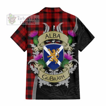 Tartan Vibes Clothing Ewing Tartan Family Crest Short Sleeve Button Shirt Lion Rampant Royal Thistle Shield Celtic Inspired