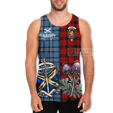 Tartan Vibes Clothing Ewing Tartan Men's Tank Top Happy St. Andrew's Day Half Tartan Style