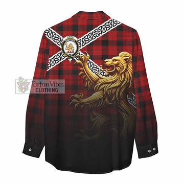 Ewing Crest Tartan Women's Casual Shirt with Golden Lion Emblem Celtic Style