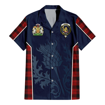 Tartan Vibes Clothing Ewing Tartan Short Sleeve Button Up Shirt with Family Crest and Scottish Thistle Vibes Sport Style