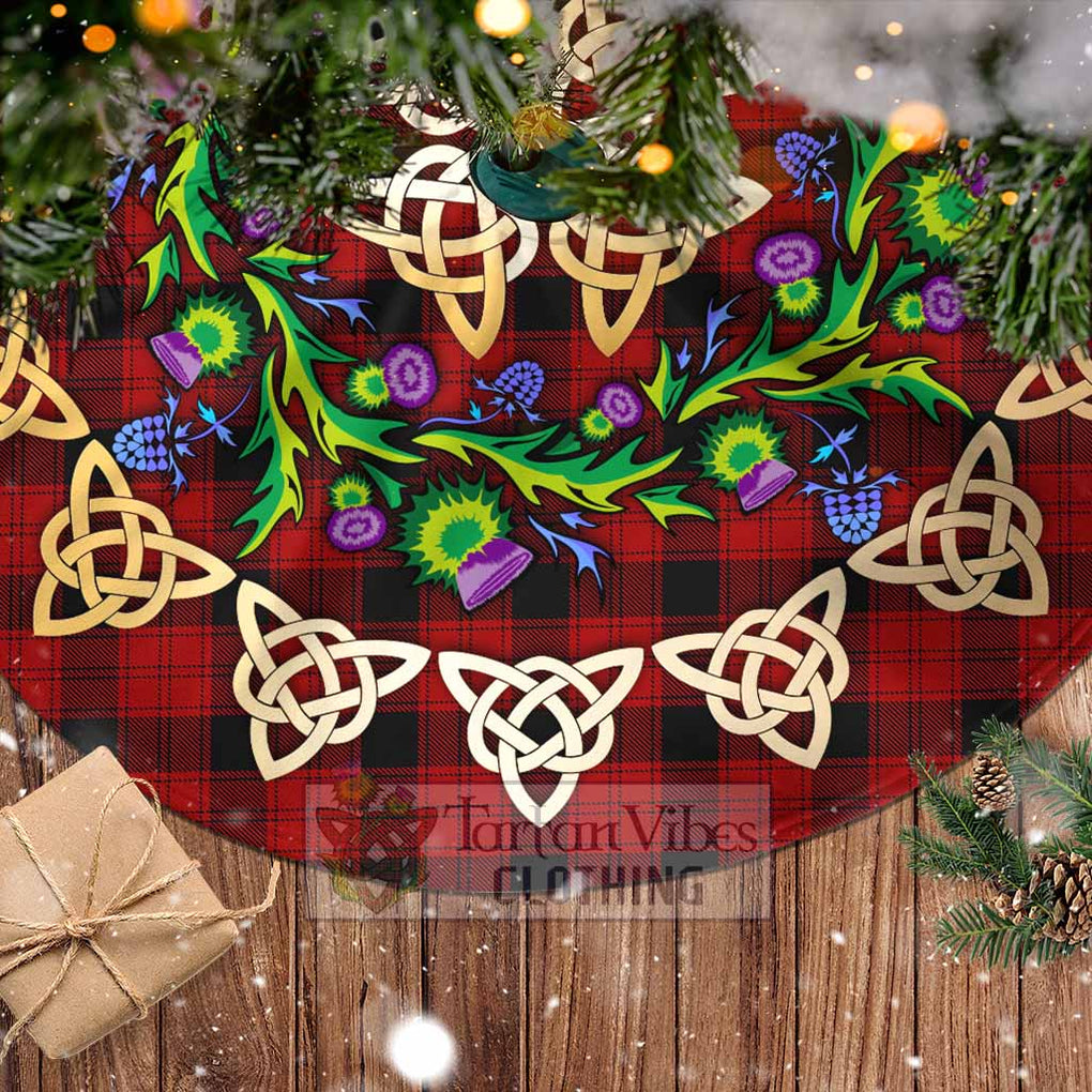 Tartan Vibes Clothing Ewing Tartan Christmas Tree Skirt with Thistle Celtic Knot Style