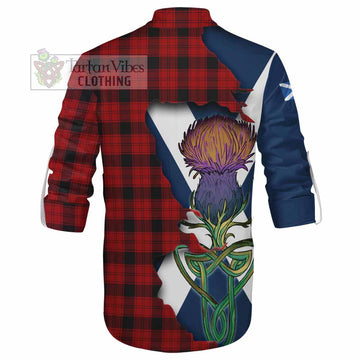 Ewing Tartan Family Crest Ghillie Kilt Shirt Scottish Thistle Celtic Inspired