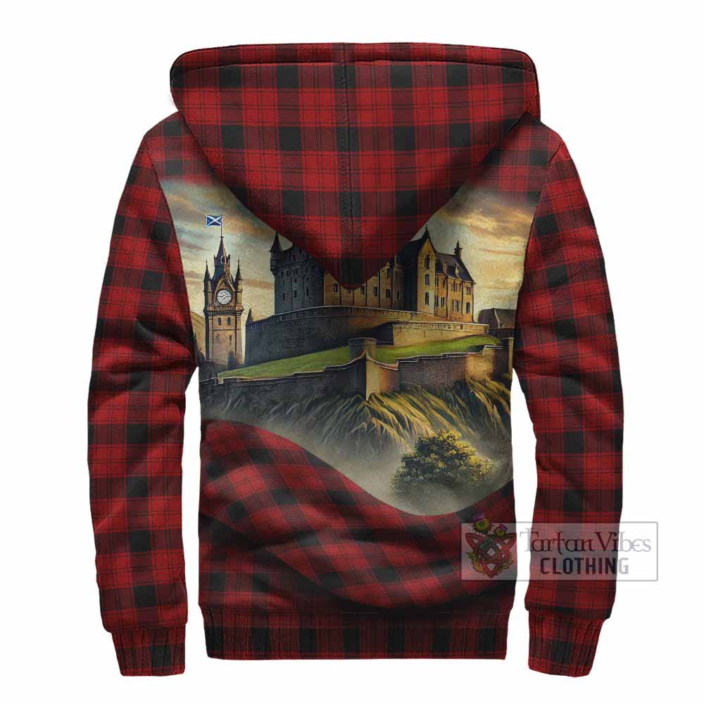Tartan Vibes Clothing Ewing Tartan Family Crest Sherpa Hoodie with Scottish Ancient Castle Style