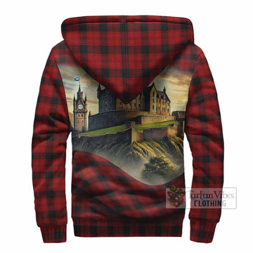 Ewing Tartan Family Crest Sherpa Hoodie with Scottish Ancient Castle Style