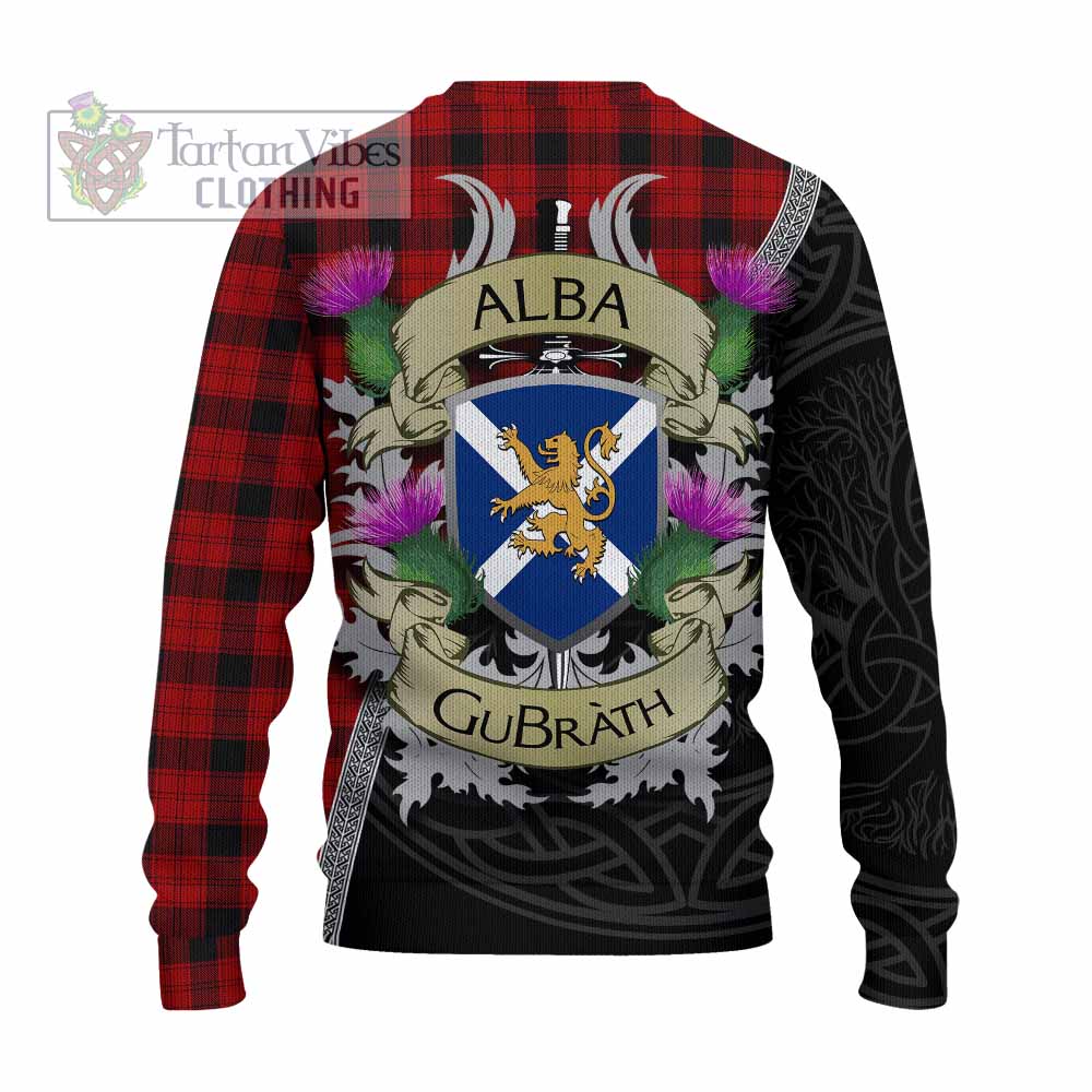 Tartan Vibes Clothing Ewing Tartan Family Crest Knitted Sweater Lion Rampant Royal Thistle Shield Celtic Inspired